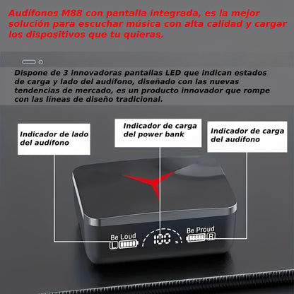 M88 PLUS POWER BANK CON AURICULARES